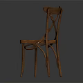 Classic Solid Wood Chair With Cross Back Design And Wooden Seat