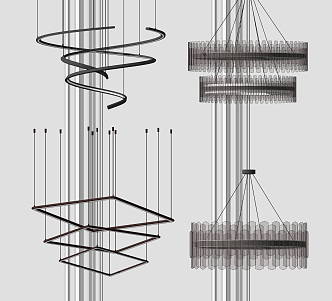 Modern Chandelier Glass Chandelier Metal Chandelier Restaurant Chandelier 3d model