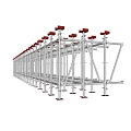 Long Construction Scaffolding Structure With White Frame Red Base Components