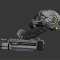 Futuristic Mechanical Robot Creature With Silver Black Body And Green Glowing Parts