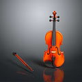 High Quality Orange Violin With Bow On Black Background For Daily Living