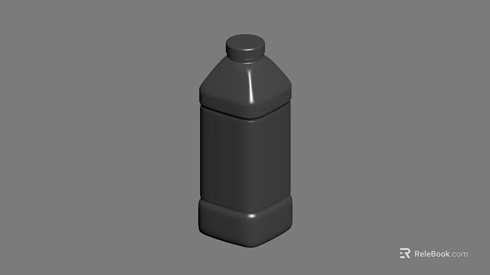 Black Plastic Container Bottle With Screw Cap And Smooth Surface Design 3d model 
