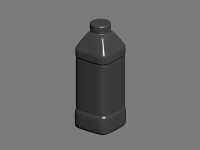 Black Plastic Container Bottle With Screw Cap And Smooth Surface Design 3d model