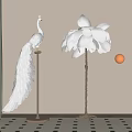 Elegant Feather Floor Lamps With Peacock Design And Gold Base For Modern Interior Decor
