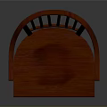 Red Wooden Chair With Armrests Slatted Backrest And Solid Seat Design