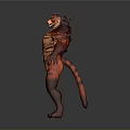 Red Muscular Lion Head Mythical Creature 3D Model With Detailed Body
