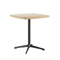 Square Wooden Top Table With Black Metal Base And Modern Simple Design