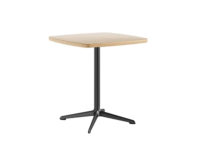 Square Wooden Top Table With Black Metal Base And Modern Simple Design 3d model