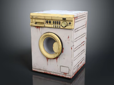 Vintage White Washing Machine With Gold Accents Classic Dials And Retro Style 3d model