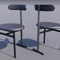 Modern Single Chair with Leather Seat and Black Metal Frame Design
