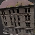 Abandoned Residential Building With Dilapidated Exterior Broken Windows And Overgrown Roof