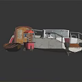 Yacht Display With Small Boat And Platform Setup