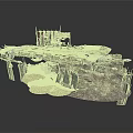 Rustic Industrial Scene Structure With Weathered Platform Metal Frames And Broken Surfaces