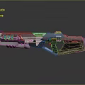 Futuristic Sci-Fi Gun With Sleek Metallic Design And Glowing Blue Purple Accents