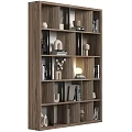 Modern Wooden Display Shelf With Books Decorative Vases Sculptures And Ornaments