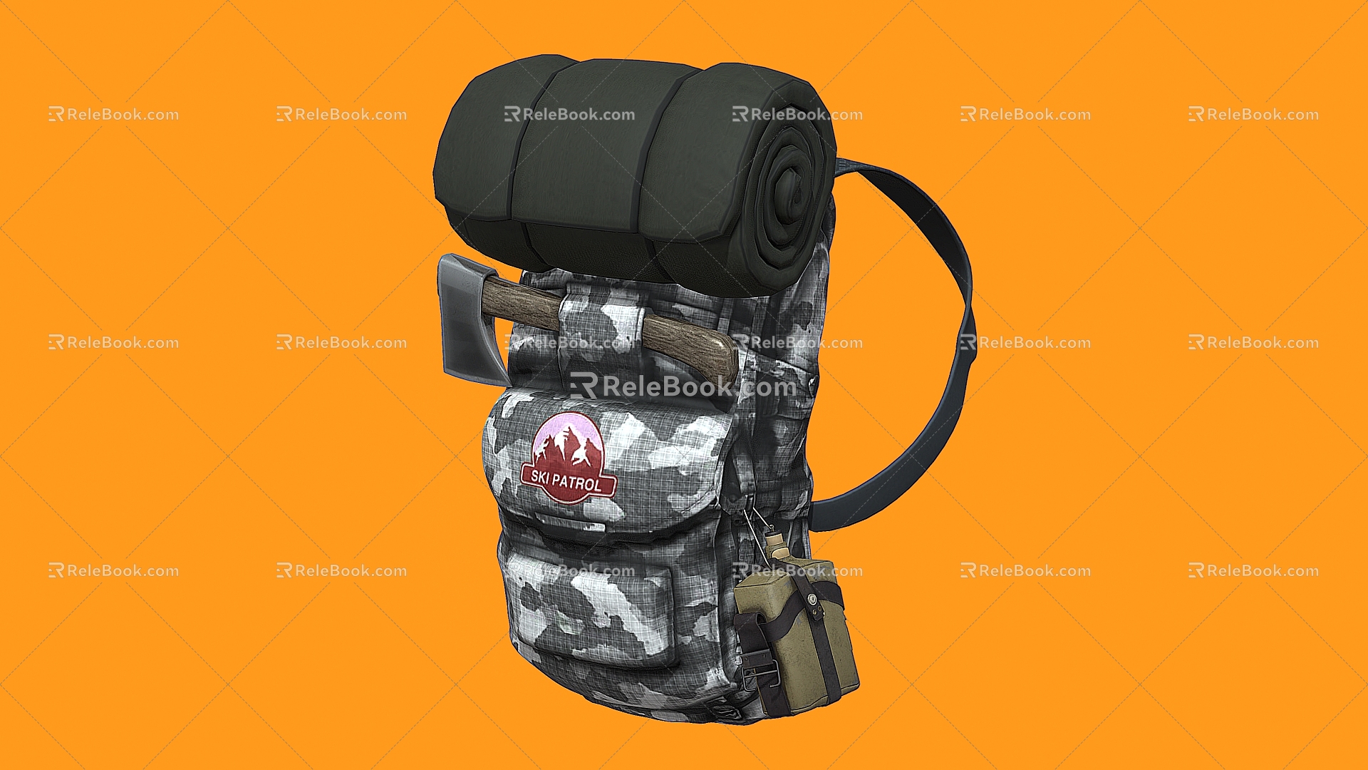 Outdoor Backpack Outdoor Equipment Axe 3d model