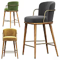 Modern Bar Stools With Velvet Seats Wooden High Legs And Metal Armrests In Multiple Colors