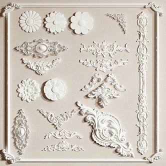 European-style carved gypsum carved corner line 3d model