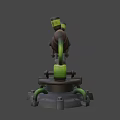 Wooden Telescope Like Mechanical Device With Green Tubes Circular Base And Yellow Components