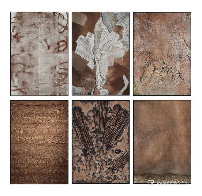 Abstract Textured Wall Art Collection With Diverse Natural Design Patterns 3d model