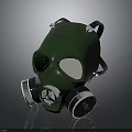 Military Green Gas Mask With Dual Filters As Protective Weapon Gear Equipment