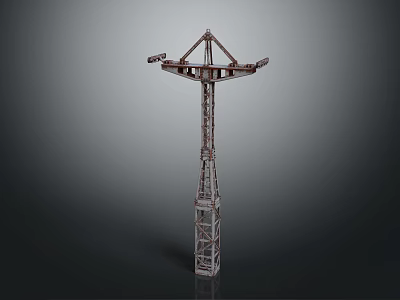 Tall Steel Lattice Tower Structure With Antenna Mounts And Frame Supports 3d model