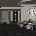 New Chinese Restaurant Box Dining Table and Chair Combination Tea Table and Chair Combination 3d model