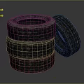 Decorative Ornament Set with Three Stacked Tires and One Tilted Tire
