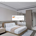 Modern Elegant Hotel Room Interior With King Bed Nightstand And Marble Bathroom 3d model
