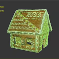Decorative Gingerbread House With 2022 And White Icing Decoration In Classic Shape