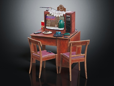 Retro TV Old Furniture Old Game Machine Old TV 3d model