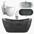Modern Freestanding Bathtub Designs In White And Black With Metal Faucet