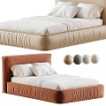 Modern Minimalist Double Bed With Pleated Headboard And Multiple Color Options