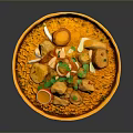 Delicious Chicken And Rice Dish In Yellow Bowl With Boiled Egg And Coriander