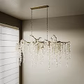 Crystal Chandelier with Branch Shaped Frame and Hanging Crystal Beads in Modern Room Interior