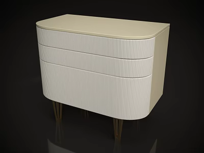 Sleek Modern Console Cabinet Design With White Finish And Gold Metal Legs 3d model