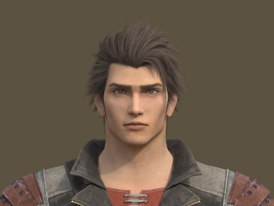 Portrait of a Man with Spiky Hair Wearing Leather Jacket and Red Shirt 3d model