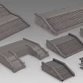 Concrete Road Infrastructure Components Including Steps Ramps And Various Designs 3d model
