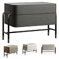 Modern Beige Nightstand With Single Drawer Black Metal Frame And Gold Accent Legs