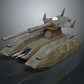 Futuristic Military Tank With Armored Structure Main Cannon Secondary Weapons And Spiked Armor