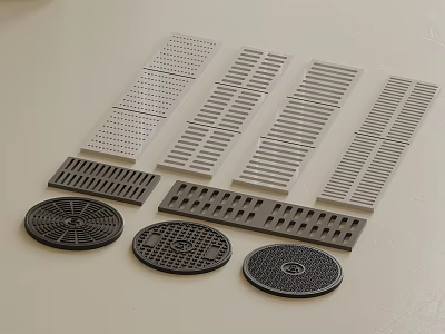 Different Types Of Industrial Drain Grates And Manhole Covers For Sewer Systems 3d model