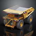 Caterpillar Yellow Dump Truck With Large Tires Number 3 And Tipping Bed