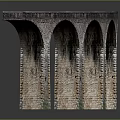 Gray Stone Arch Bridge Model With Multiple Pillars And Reflection