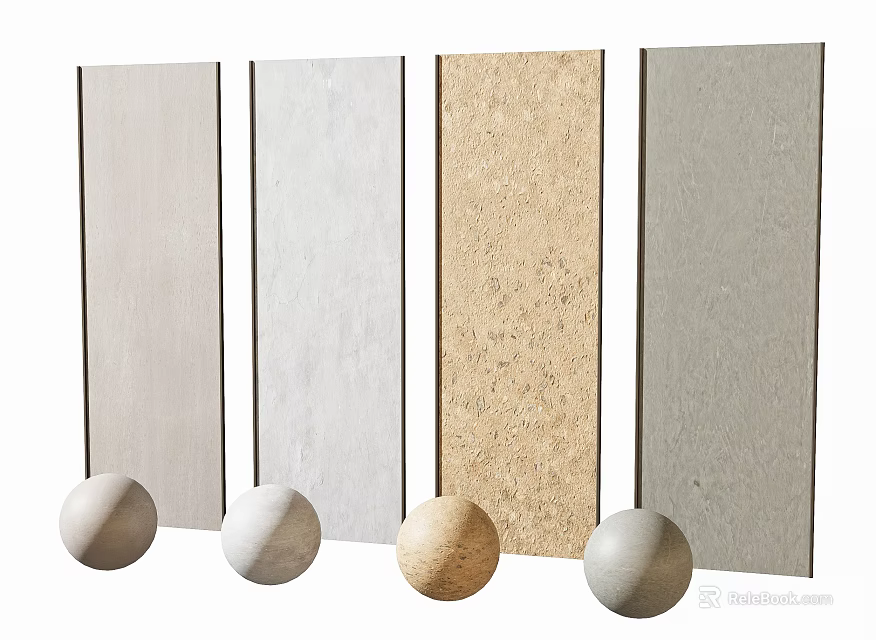 Background Wall Design With Different Material Panels And Decorative Balls 3d model 