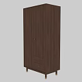 Modern Wooden Storage Cabinet With Double Doors Two Drawers And Gold Knobs