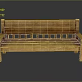 Classic Solid Wood Bench With Slatted Backrest And Armrests Design 3d model