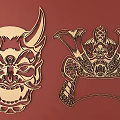 Japanese Metal Carving Japanese Patterns and Wind Patterns Traditional Carving 3d model