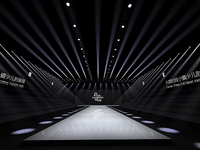 Contemporary Runway Stage Interior Design With Bright Lighting Shiny Floor And Seats 3d model