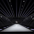 Contemporary Runway Stage Interior Design With Bright Lighting Shiny Floor And Seats