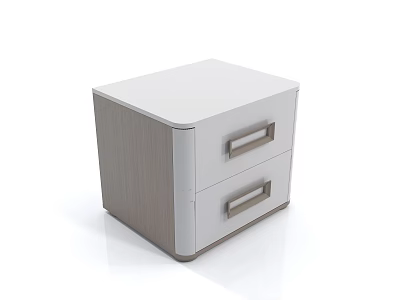 Modern Bedside Table With Two Drawers White Top And Metal Handles 3d model